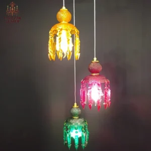 لوستر رنگی آویزی نامتقارن
