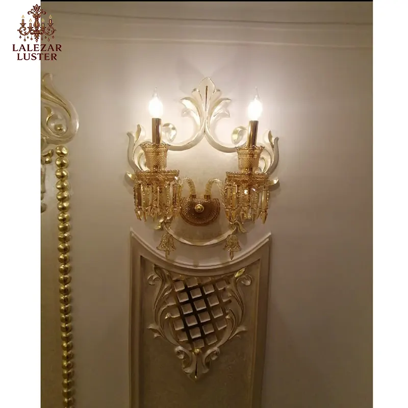 دیوارکوب کریستالی 2 شاخه کرم