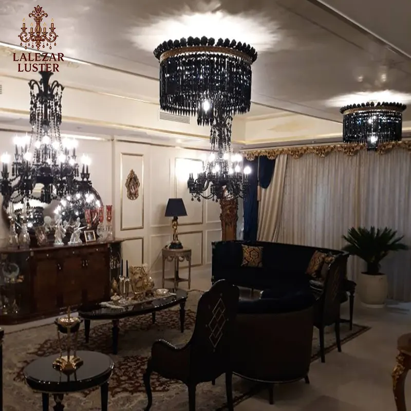 لوستر باکارات گرد کریستالی مشکی