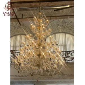 چلچراغ 5 طبقه ای  لاکچری کریستالی سبک مورانو شامپاینی