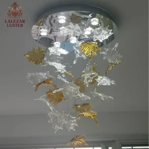 لوستر گرد مدرن برگ پاییزی آویزی مخروطی