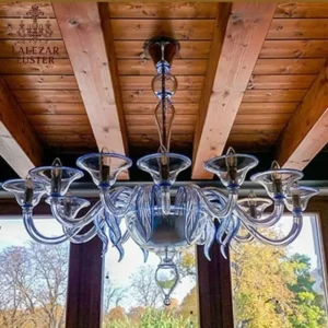 لوستر 10 شاخه مورانو اصل با شاخه های لاله ای