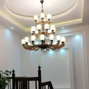 لوستر 3 طبقه لوکس لاکچری سبک چوبی