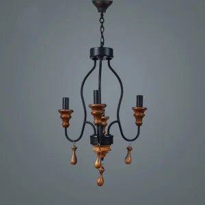 لوستر چوبی مینیمال 4 شاخه