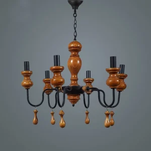 لوستر چوبی مدرن 6 شاخه