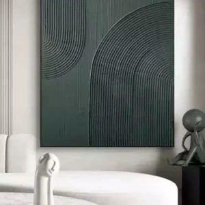 تابلو نقاشی طرح منحنی سبز تیره